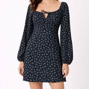 Princess Polly Yallara Long Sleeve Mini Dress sweetheart neckline tie-front NWT